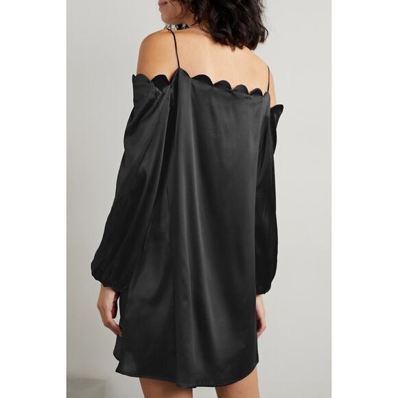 BERNADETTE Michelle Off-the-shoulder Scalloped Stretch-silk Satin Mini Dress 42 - Picture 4 of 12